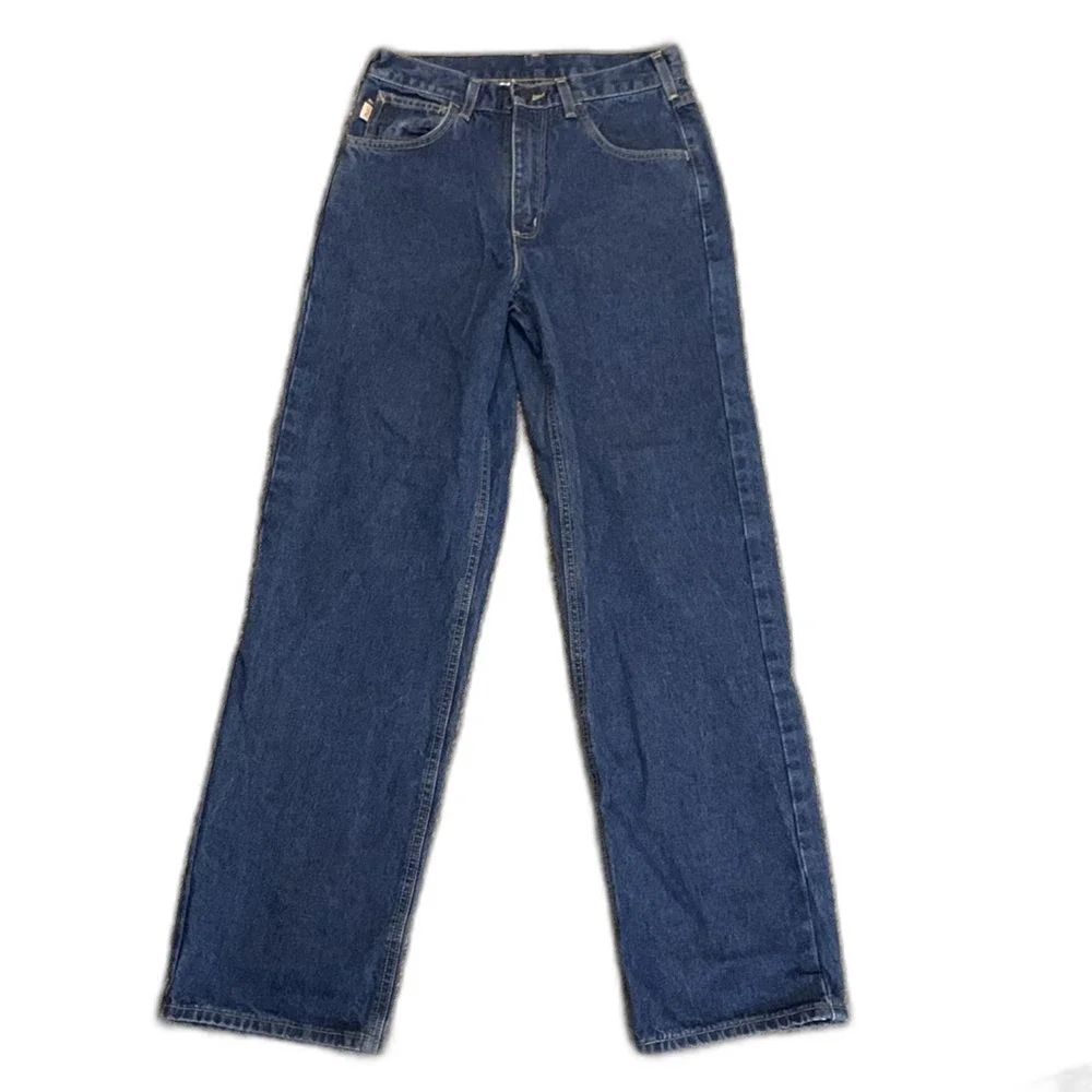 Carhartt Men's Flame Resistant Blue Denim Relaxed Fit Signature Jeans 30 X 32